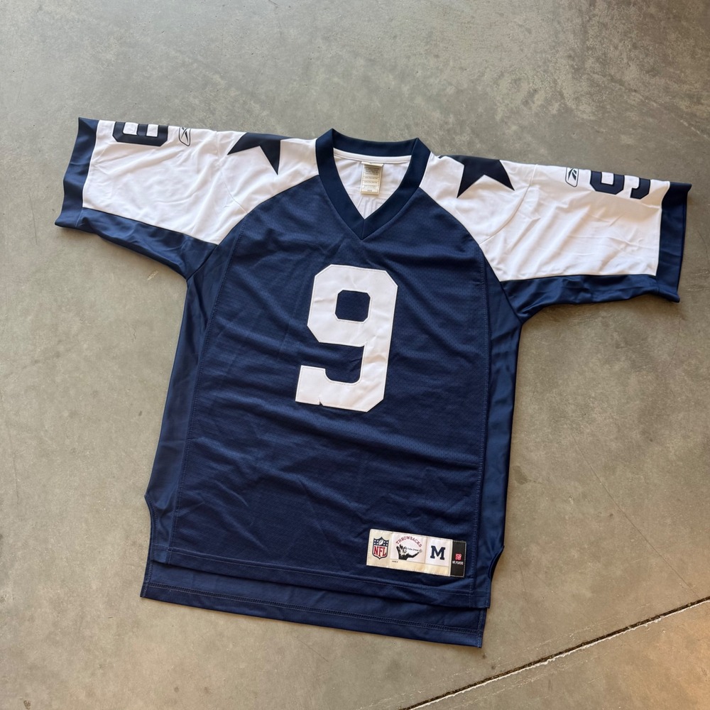Reebok NFL Dallas Cowboys Tony Romo 9 Vintage Throwback Jersey Mens Medium Navy